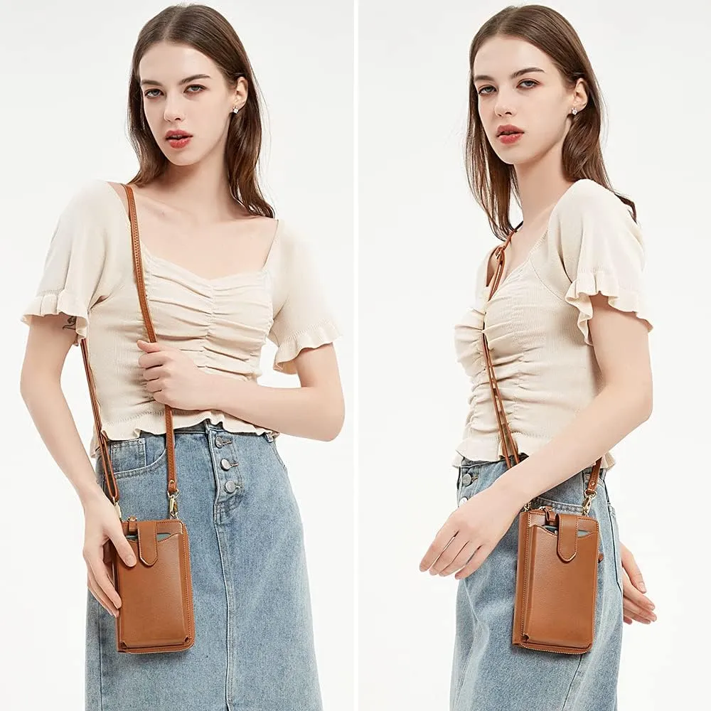 Peacocktion RFID Crossbody Wallet Purse for Women Small Travel Cell Phone Purses Trendy Vegan Leather Bags with Card Slots