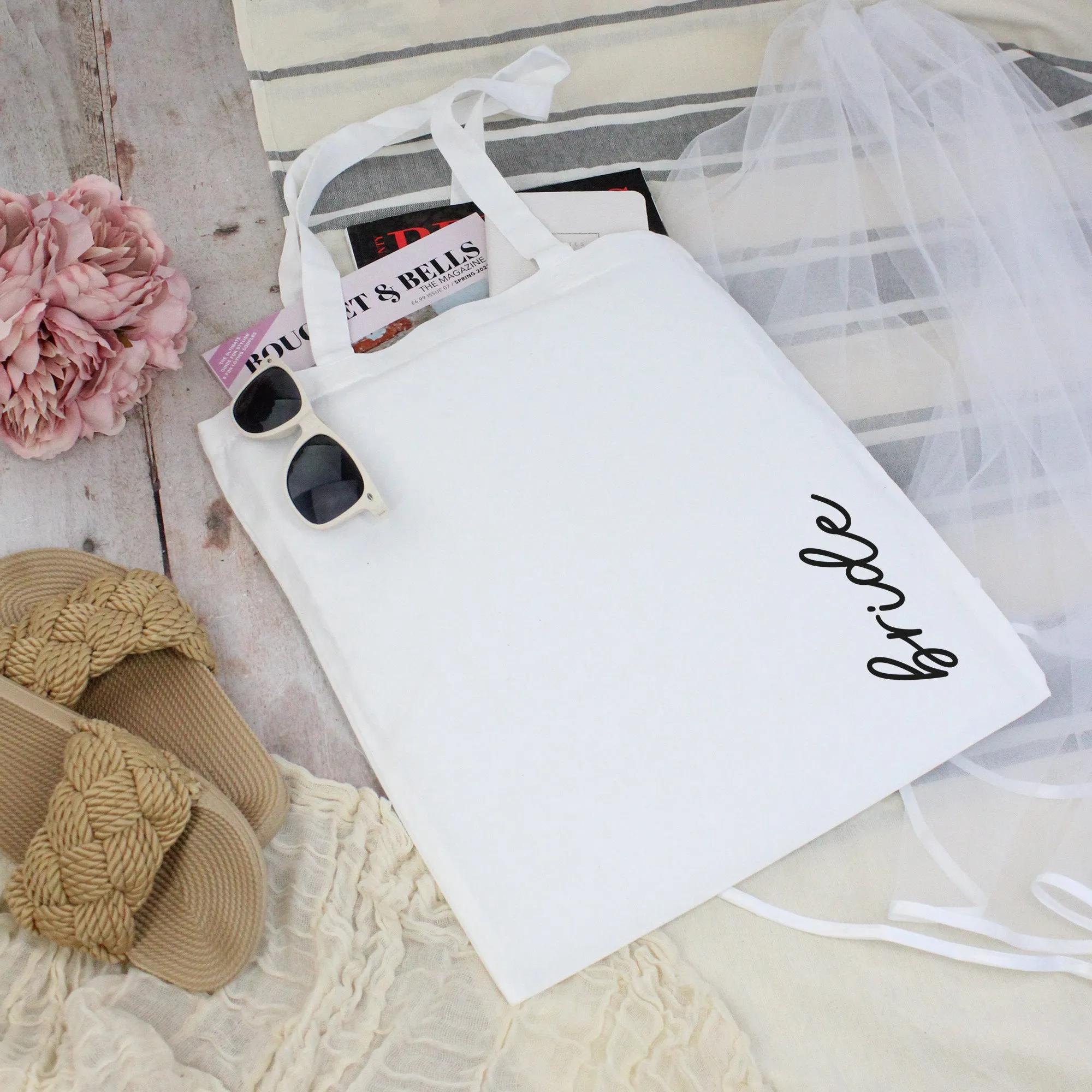 Personalised Pink Bride Squad & White Bride Tote Bags