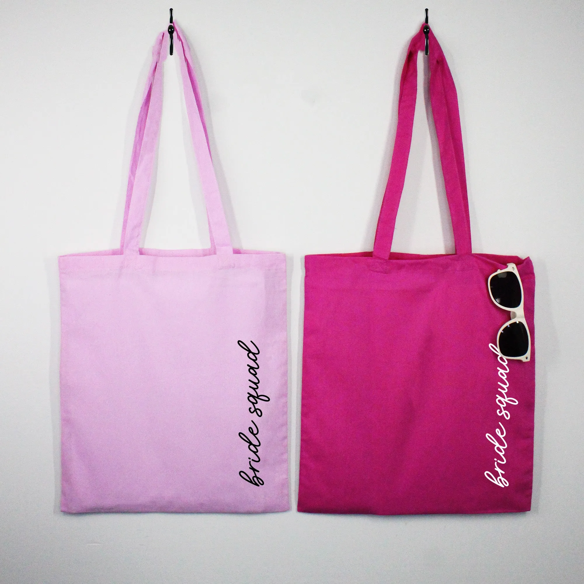 Personalised Pink Bride Squad & White Bride Tote Bags