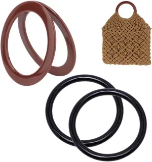 PH PandaHall 4PCS Round Purse Handle, 2 Colors Plastic Bag Handles Decorative Handbag Handle Bag Handle Replacements for Straws Beach Canvas Handbags Macrame Crocheted Purse Making, 5.3inch