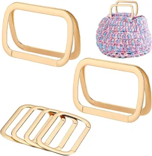 PH PandaHall 6pcs Purse Replacement Handle Rectangle Bag Handle Replacement Light Gold Purse Handles Metal Handel Frame for Handbag Purse Tote Bag Making Handle Replacement, 3.7x2.4