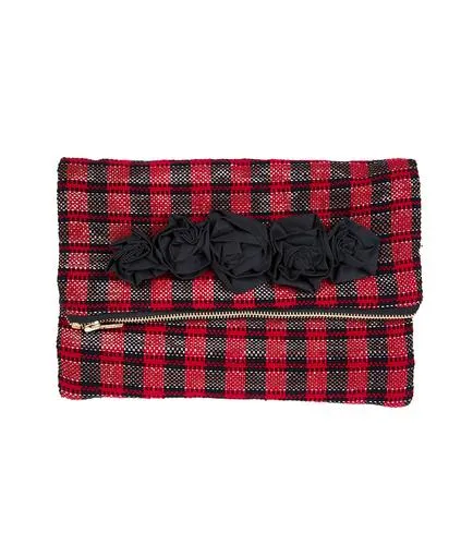 Recycled Metallic Plaid Clutch