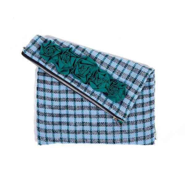Recycled Metallic Plaid Clutch