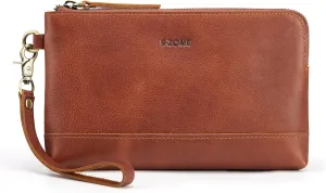 S-ZONE Leather Clutch Purses for Women Wristlet Wallets Small Clutch with Detachable Strap Card Holder Coin Purse