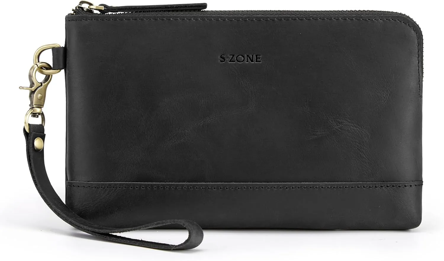S-ZONE Leather Clutch Purses for Women Wristlet Wallets Small Clutch with Detachable Strap Card Holder Coin Purse