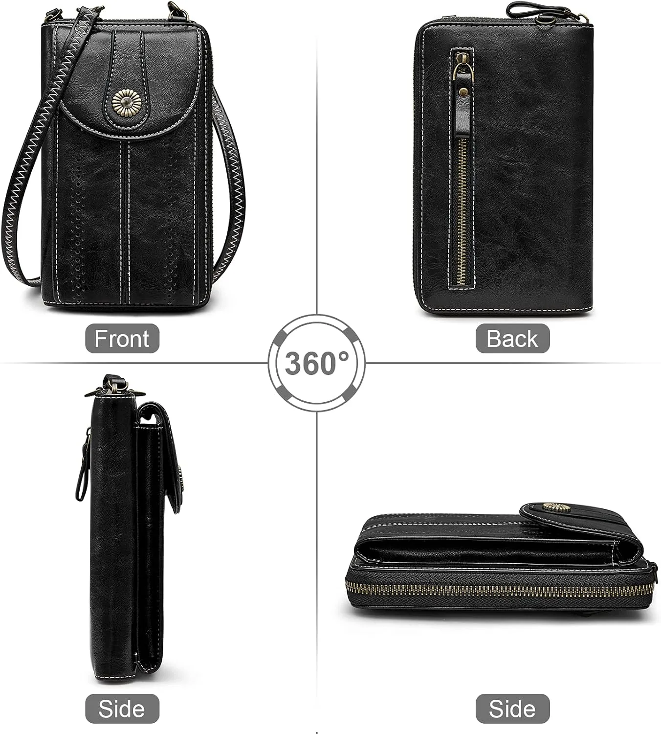 S-ZONE Women RFID Blocking Crossbody Cell Phone Purse Small Faux Leather Wallet Purse