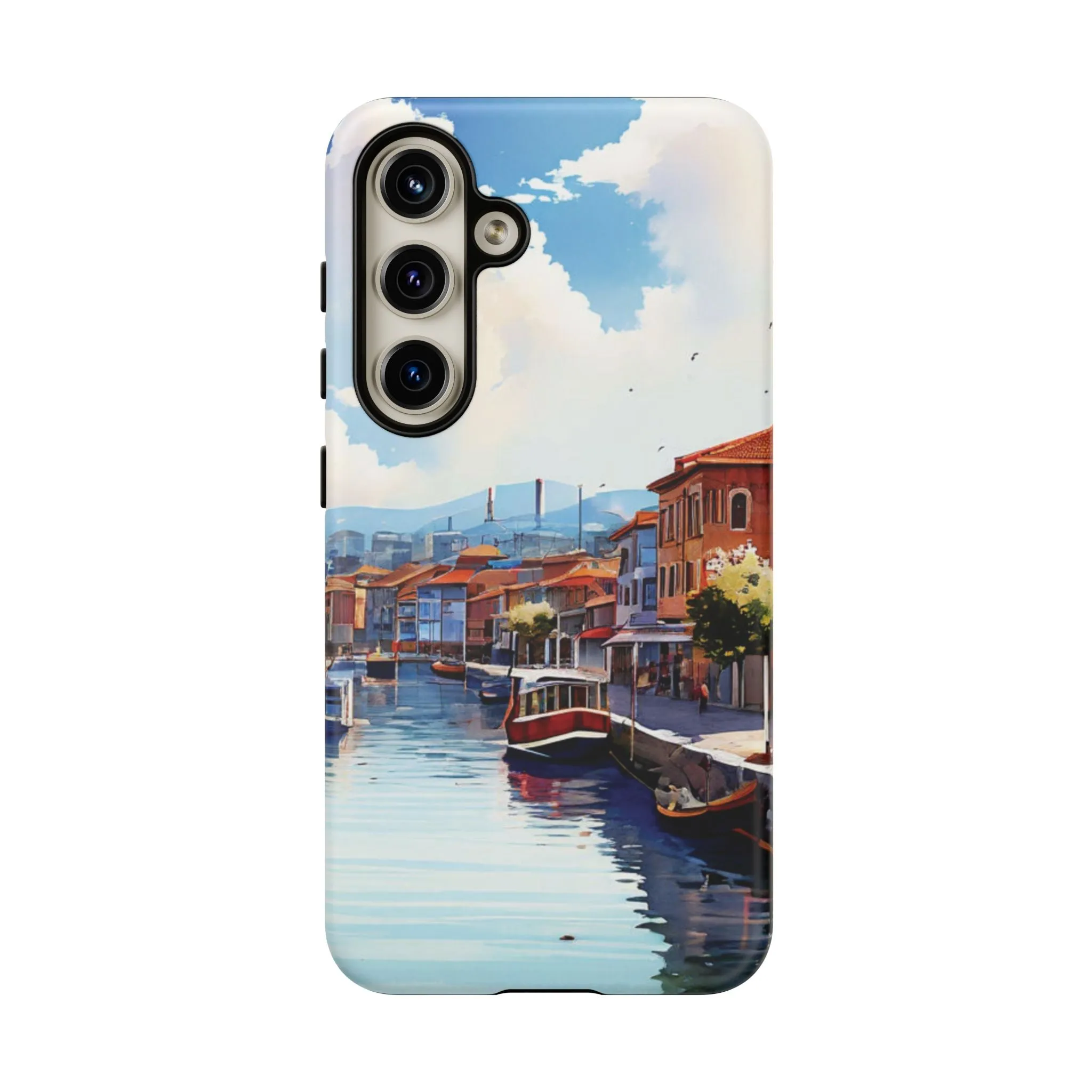 Seaside town landscape watercolour effect  Tough Cases