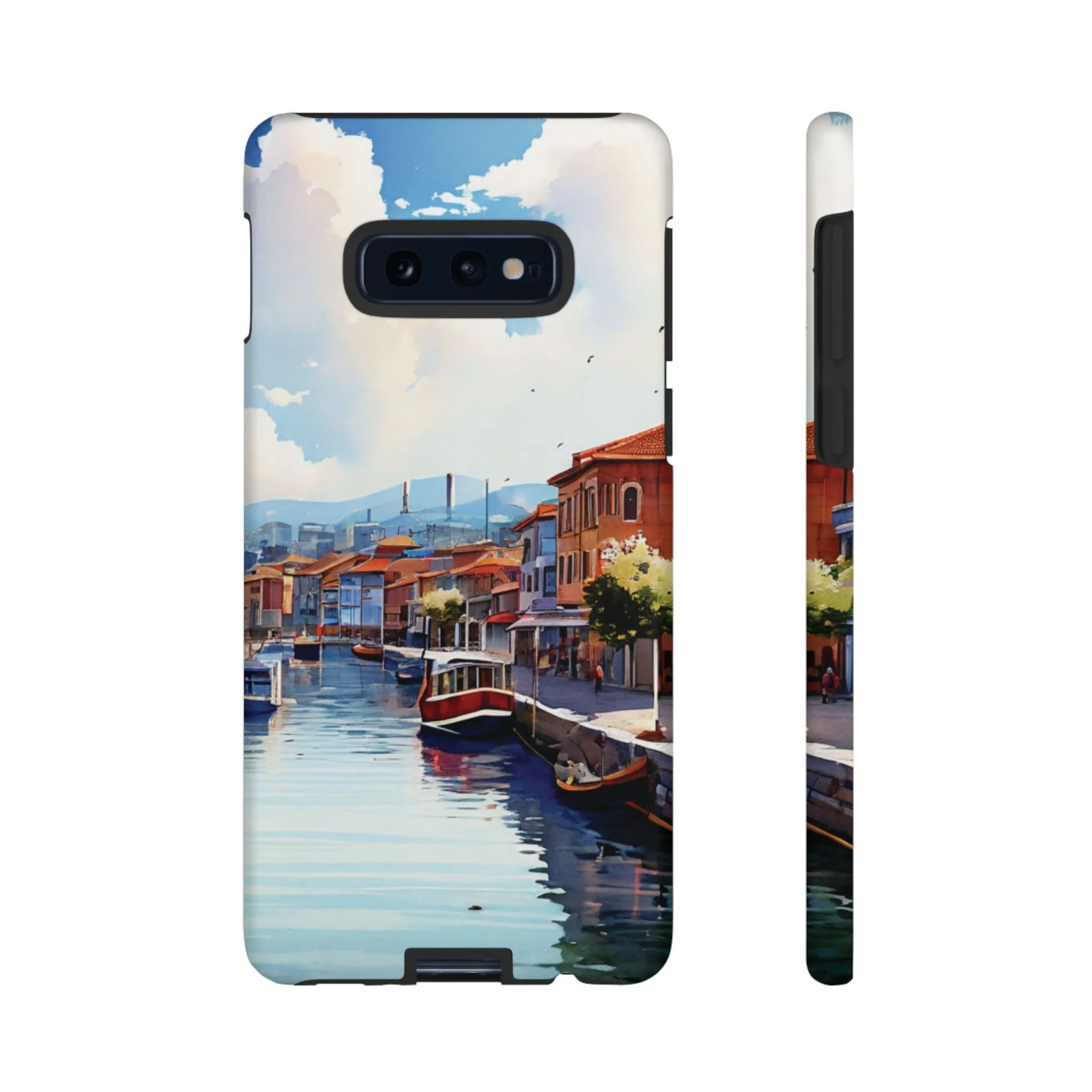 Seaside town landscape watercolour effect  Tough Cases