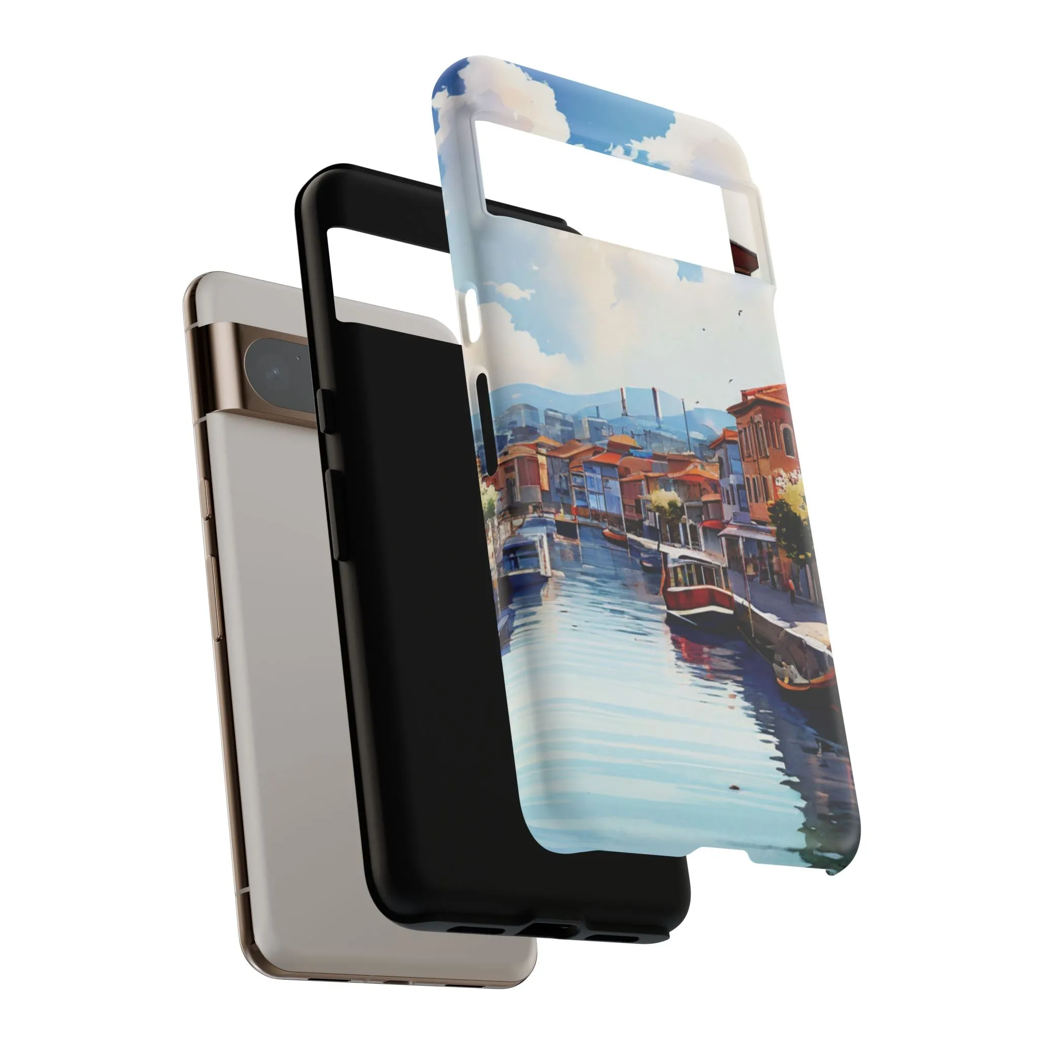 Seaside town landscape watercolour effect  Tough Cases