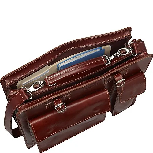 Sharo Leather Bags Italian Leather Computer Brief And Messenger Bag (Raison