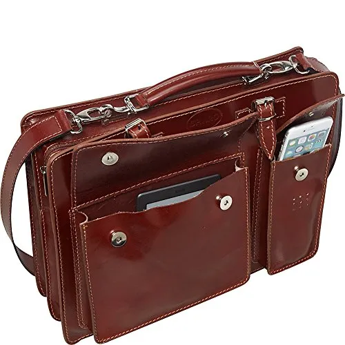 Sharo Leather Bags Italian Leather Computer Brief And Messenger Bag (Raison