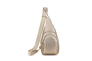 Sling Bags for Women Crossbody, Fanny Waist Packs, Trendy Chest Bag with Adjustable wide Strap - Gold
