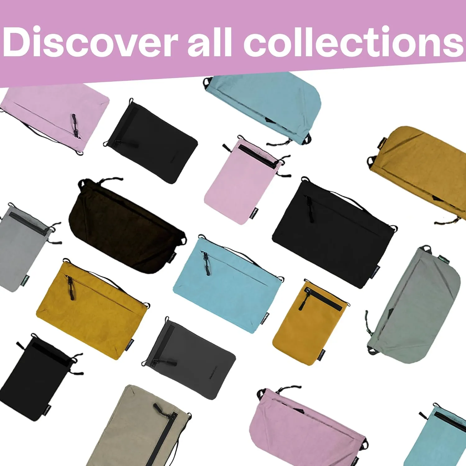 Small Nylon Crossbody Bags for Women Men, Foldable Lightweight Sacoche with Zippers Sling Bag with Adjustable Strap