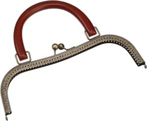 uxcell Metal Purse Frames - 10.6" Kiss Lock Clasp Frame Embossed Clutch Frame with Handle for Coin Purse Handbag Making DIY Craft, Bronze