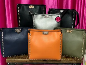 Vegan Studded Crossbody - Silver Studs
