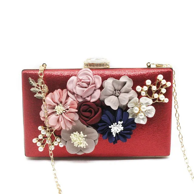 Women Messenger Bags Flower Clutches Evening