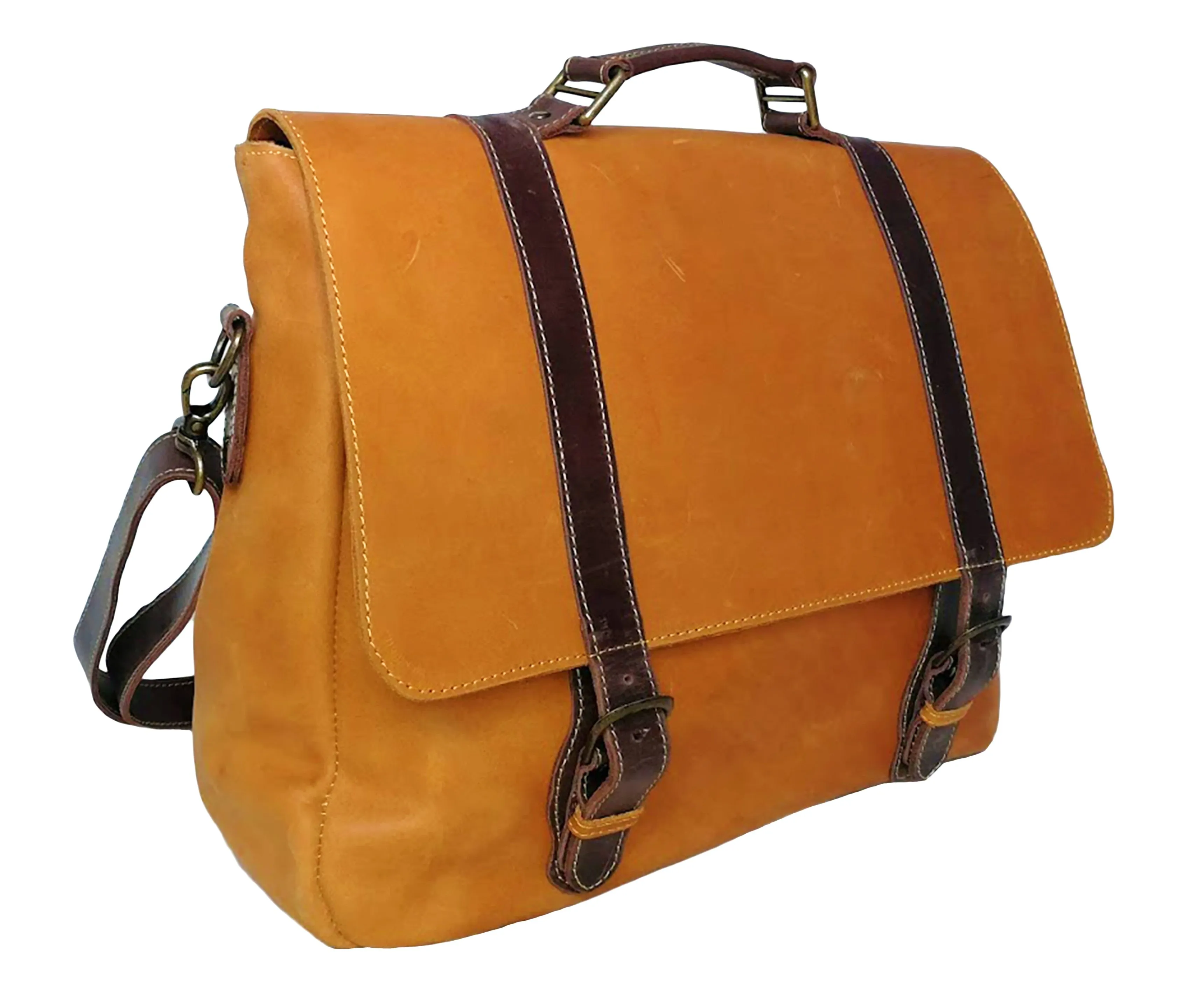 Zeri Messenger Laptop Bag For Men, Full Grain Ethiopian Leather