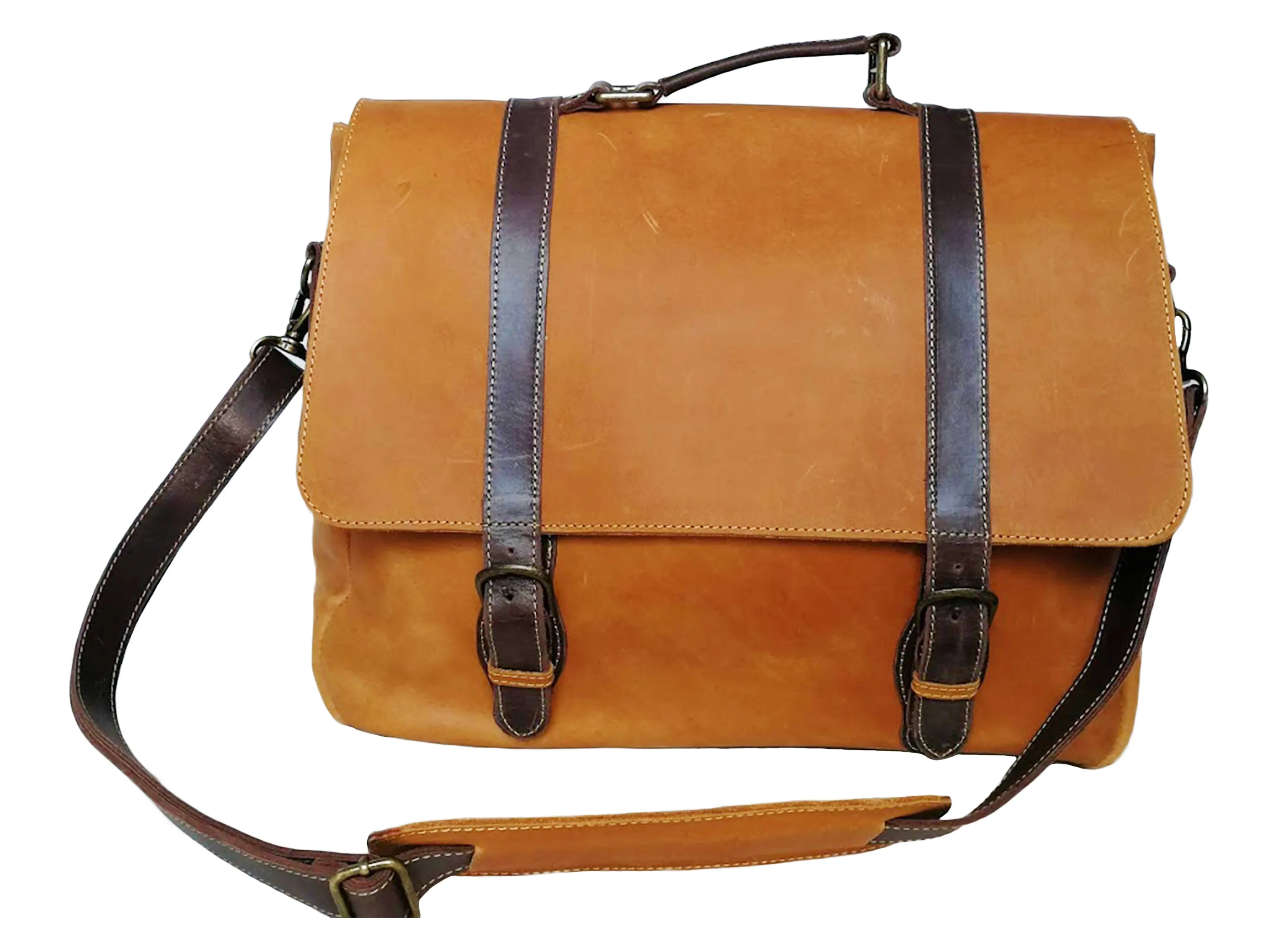 Zeri Messenger Laptop Bag For Men, Full Grain Ethiopian Leather