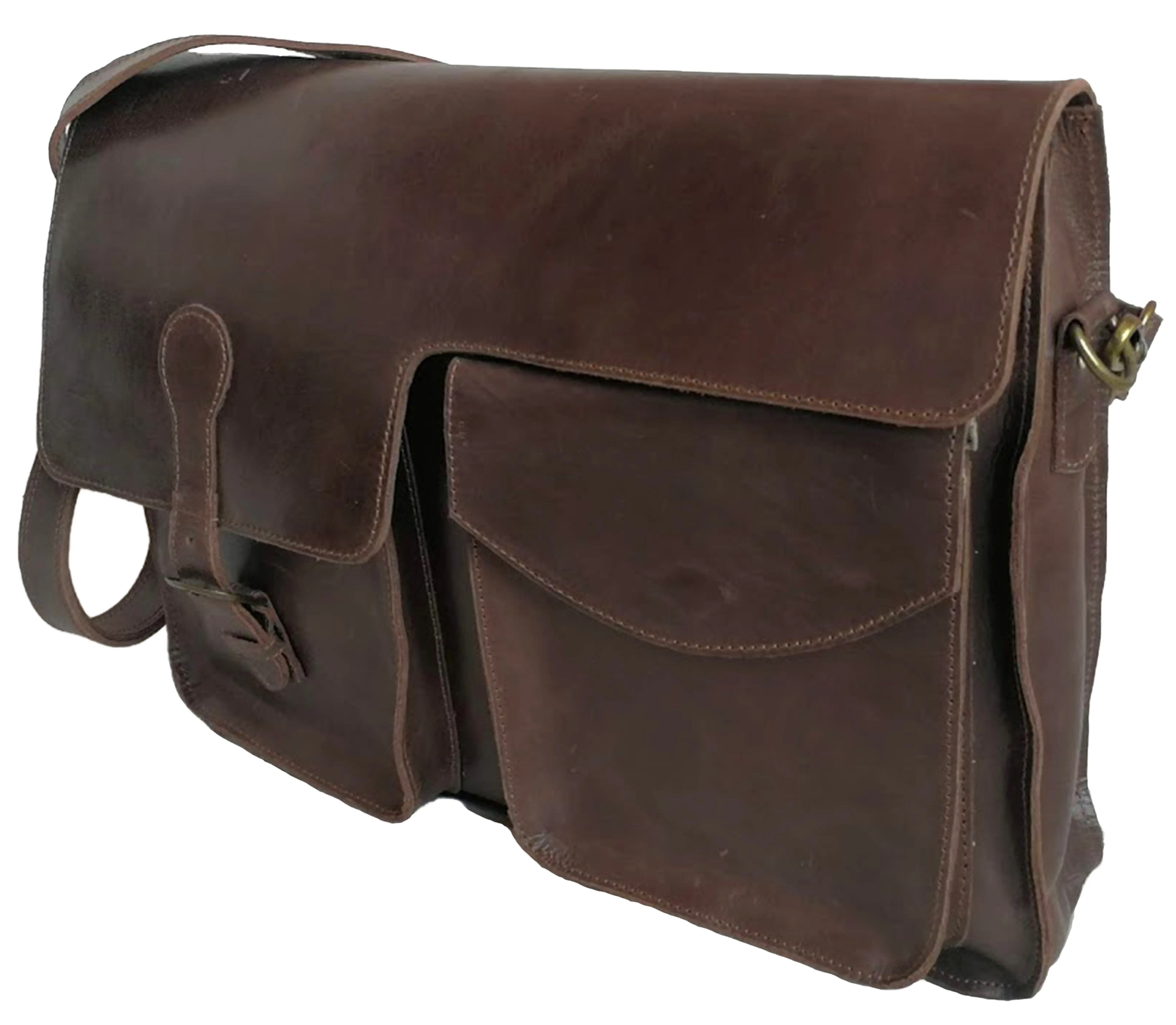 Zeri Messenger Vintage Laptop Bag, Full Grain Ethiopian Leather